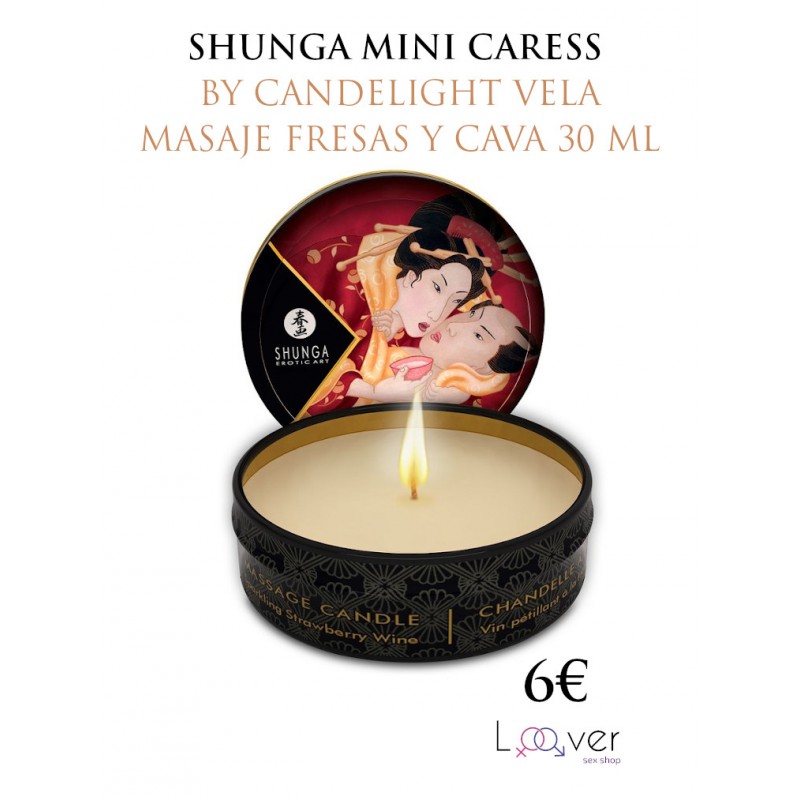 SHUNGA - MINI CARESS BY CANDELIGHT VELA MASAJE FRESAS Y CAVA 30 ML