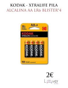 KODAK - MAX SUPER PILA ALCALINA AA LR6 BLISTER*4