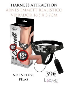 HARNESS ATTRACTION ÁRNES EMMETT REALISTICO VIBRADOR 16.5 X 3.7CM