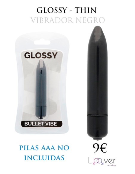 GLOSSY - THIN VIBRADOR NEGRO