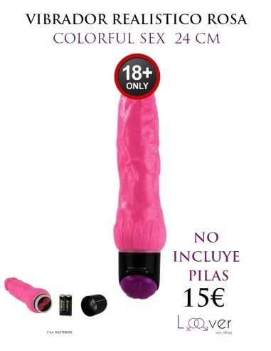 COLORFUL SEX VIBRADOR REALISTICO ROSA 24 CM