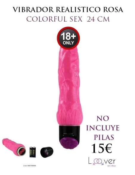 COLORFUL SEX VIBRADOR REALISTICO ROSA 24 CM