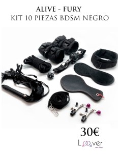 ALIVE - FURY KIT 10 PIEZAS BDSM NEGRO