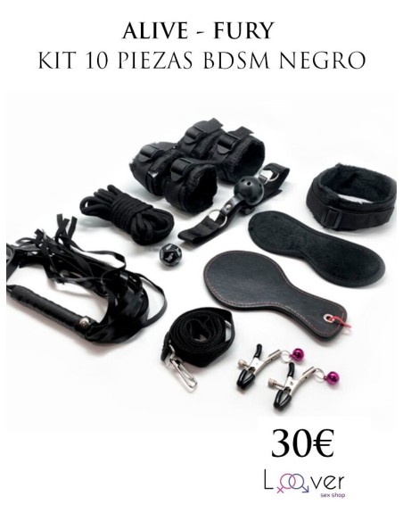 ALIVE - FURY KIT 10 PIEZAS BDSM NEGRO