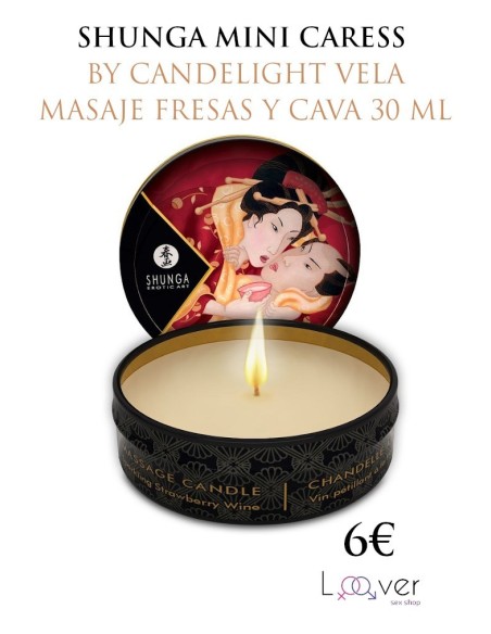 SHUNGA - MINI CARESS BY CANDELIGHT VELA MASAJE FRESAS Y CAVA 30 ML