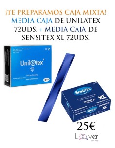 MEDIA CAJA SENSITEX AZUL XL+ MEDIA CAJA UNILATEX NATURAL
