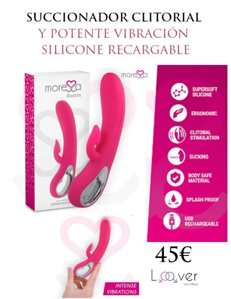 MORESSA - DUSTIN SUCCIONADOR CLITORIAL Y POTENTE VIBRACIÓN PREMIUM SILICONE RECARGABLE