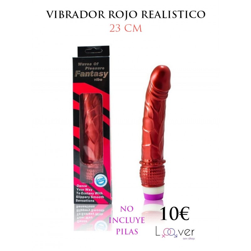 VIBRADOR ROJO REALISTICO 23 CM