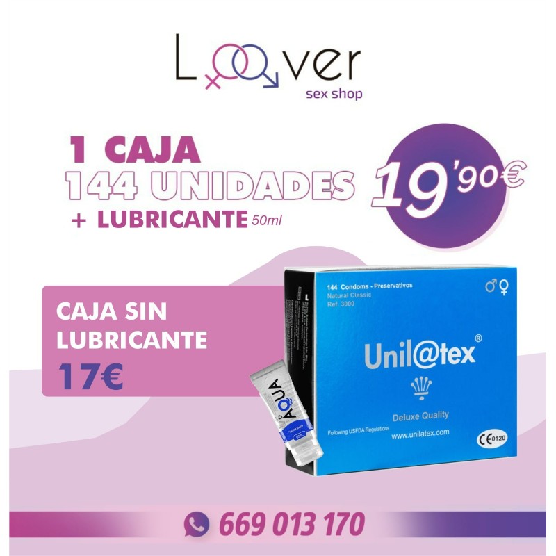 COMBO UNILATEX 1 CAJA CON LUBRICANTE AQUA DE 50ML