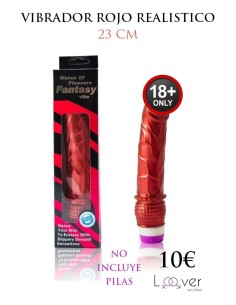 VIBRADOR ROJO REALISTICO 23 CM