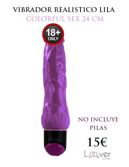 COLORFUL SEX VIBRADOR REALISTICO LILA 24 CM