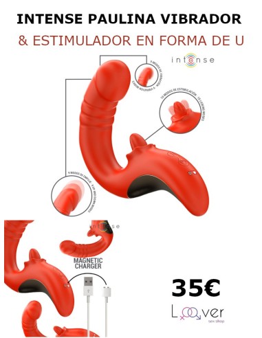 INTENSE - PAULINA VIBRADOR & ESTIMULADOR EN FORMA DE U ROJO