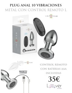 INTENSE - PLUG ANAL 10 VIBRACIONES METAL CON CONTROL REMOTO L