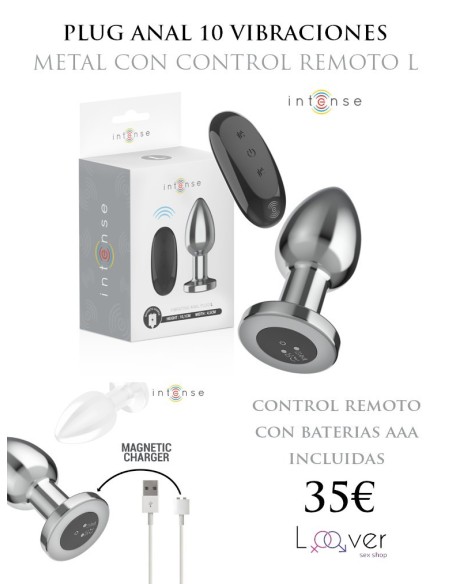INTENSE - PLUG ANAL 10 VIBRACIONES METAL CON CONTROL REMOTO L