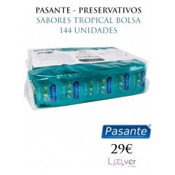 PASANTE - PRESERVATIVOS SABORES TROPICAL BOLSA 144 UNIDADES