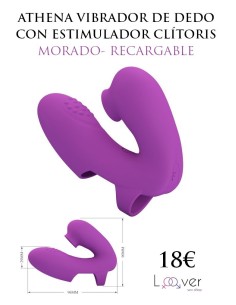 PRETTY LOVE - ATHENA VIBRADOR DE DEDO CON ESTIMULADOR CLÍTORIS MORADO