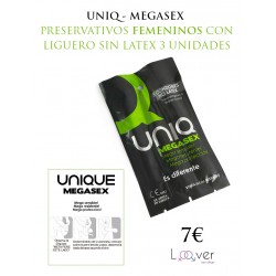 UNIQ - MEGASEX PRESERVATIVOS SENSITIVOS CON LIGUERO SIN LATEX 3 UNIDADES