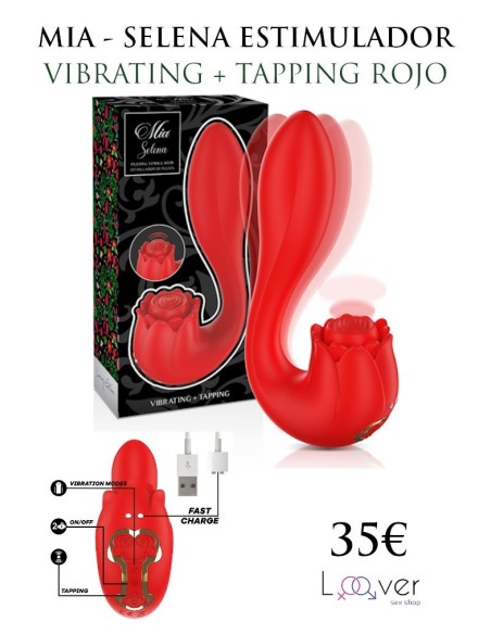 MIA - SELENA ESTIMULADOR VIBRATING + TAPPING ROJO
