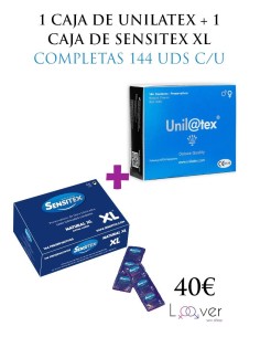 COMBO CAJA UNILATEX + CAJA SENSITEX XL - COMPLETAS 144 UDS C/U