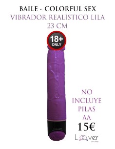 BAILE - COLORFUL SEX VIBRADOR REALÍSTICO LILA 23 CM