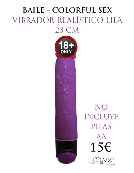 BAILE - COLORFUL SEX VIBRADOR REALÍSTICO LILA 23 CM